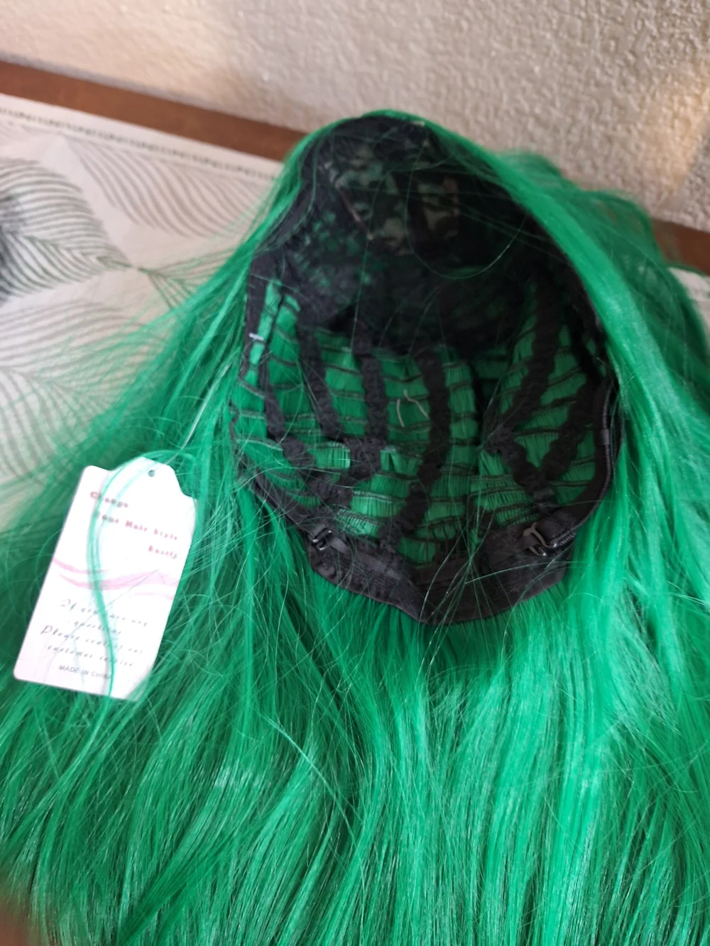 Green Long Straight Women’s Wig - Unknown Brand